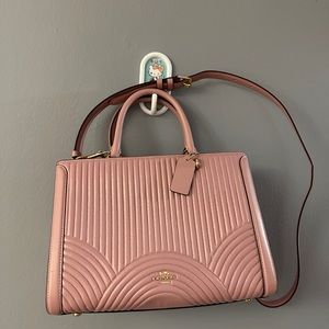Coach Quilted look Purse Crossbody Pink leather purse. Lock and key included.